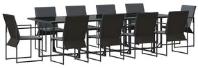 vidaXL Kert étkező szett 11 pcs Fekete Acél