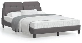 szürke ágykeret LED-ekkel matrac nélkül Zadar 140 x 190 cm