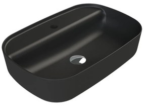 CeraStyle AQUA - PULTRA ültethető - Top Counter - porcelán mosdó - MATT FEKETE - 60 x 40 cm