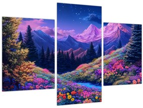 Kép - Lila táj teljes holdfénynél (90x60 cm)