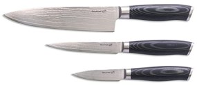 G21 Gourmet Damascus késkészlet bambusz blokkban3 db + élezőkő