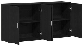 2 db fekete tölgy oldalszekrény 79x38x80 cm rétegelt fa