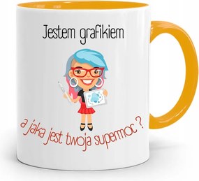 Sárga Bögre Ajándék Grafikusnak Grafikus Vagyok, fényképes nyomattal