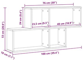 Fekete Tölgy Fali Szekrény 76x15x53 cm Mérnöki Fából