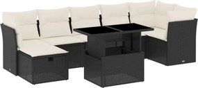 vidaXL 8 részes fekete polyrattan kerti ülőgarnitúra párnákkal