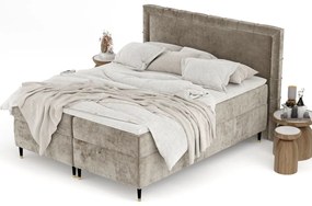 Bézs ágyneműtartós boxspring ágy 180x200 cm Voyage – Maison de Rêve