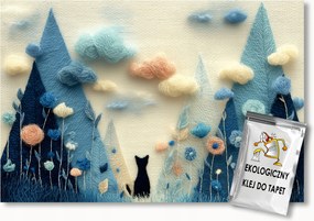 Fotótapéta Flizelina Gyerekek Hímzés Fonal Fák Fekete Macska 300x210 ragasztó