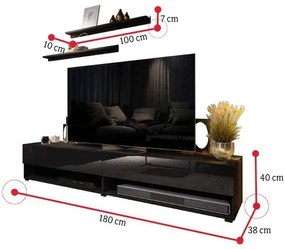 ELPASO 33 nappali fal + Led világítás, fehér/magasfényű fehér