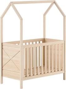 Natúr színű borovi fenyő babaágy állítható magassággal 60x120 cm Scott – Vipack