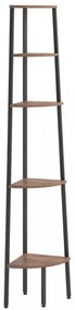 5 szintes sötétbarna és fekete sarokpolc 45,5 x 31,5 x 180 cm