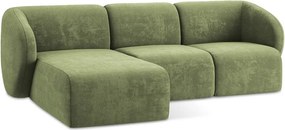 Zöld zsenília sarokkanapé (bal oldali-heverő résszel) Lani – Makamii