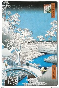 Plakát Hiroshige - The Drum Bridge, Hiroshige Utagawa