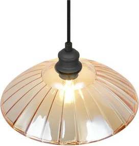 Fekete-borostyán színű fém függőlámpa üveg búrával ø 29,5 cm Eluna – Reality