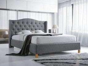 Kárpitozott ágy, szürke/tölgy, ASPEN 140x200