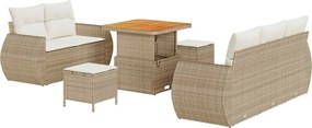 vidaXL Kerti Kanapé Szett 8 pcs Bézs polirattan