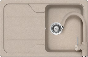 Schock Formhaus D-100S konyhai mosogatótálca 780 x 500 mm és Schock Plutos konyhai csaptelep Cristalite Sabbia, homok