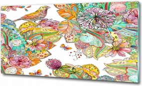 Fotó-üvegkép Madár és díszek 125x50