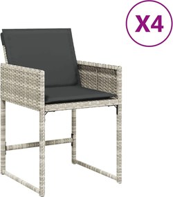 vidaXL 4 db világosszürke polyrattan kerti szék párnával