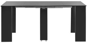 Magasfényű fekete kihúzható étkezőasztal 175 x 90 x 75 cm