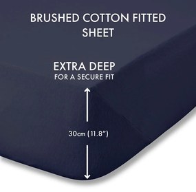 Sötétkék gumis flanel lepedő 150x200 cm Brushed – Catherine Lansfield