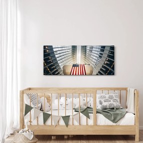 Építkezés az USA zászlóval képe (120x50 cm)