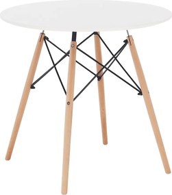 Étkezőasztal, fehér/bükk, átmérő 60 cm, GAMIN NEW 60