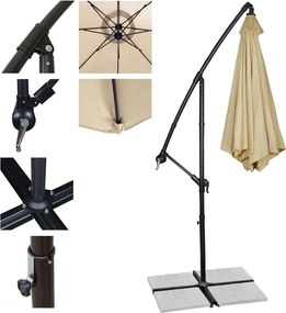 AVENBERG SUNNY 300 Nagy állítható napernyő, átmérő 3M, Bézs - világos krémszínű