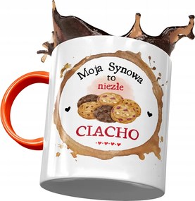 Narancssárga bögre Fia fiának Ajándék Nyomtatott Fotóval