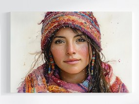 Canvas Vászonkép Boho Portré Nő Akvarell Tél Hó 60x40