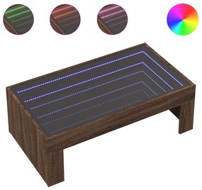 Barna tölgy végtelen hatású LED-es dohányzóasztal 90x50x30 cm
