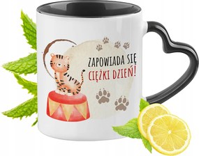 Tigris Bögre Fekete Szív Alakú Füllel Ajándék