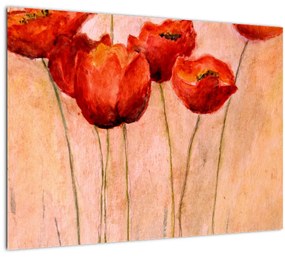 Kép - piros tulipán (üvegen) (70x50 cm)