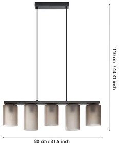 Eglo 901163 - Csillár zsinóron COLOMERA 5xE27/40W/230V szürke