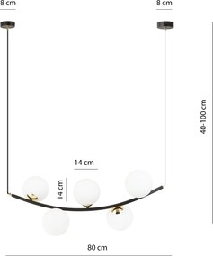 Emibig modern függeszték ritz fehér fekete arany emi1298/5