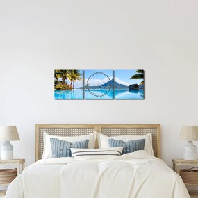 Kép - Bora-Bora, francia Polinézia (órával) (90x30 cm)