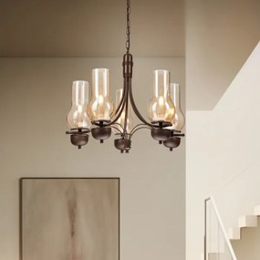 Brilagi - LED Csillár láncon COTTAGE 5xE14/40W/230V tölgy/barna