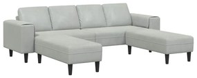 Kanapé Szett 3 pcs Világosszürke Bársony