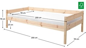 Egyszemélyes ágy 90 cm Braceaba (tömör fenyőfa) (ágyráccsal). 1116248