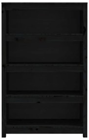 fekete tömör fenyőfa könyvszekrény 80x35x126 cm