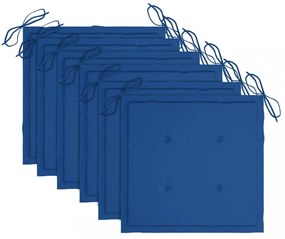 6 db összecsukható tömör akácfa kültéri szék párnákkal