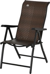 Outsunny Poly Rattan Kerti Szék Összecsukható Szék 7-állású Állítható Támlával Időjárásálló Balkon Szék Kemping Szék 120 kg Teherbírású Kerti Székek 5