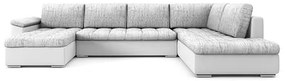 VEGAS 315/190 U alakú kinyitható kanapé Világos szürke / fehér ökobőr Jobb