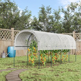 Outsunny Kerti Üvegház, Paradicsom Üvegház, Erősített Fedél, Acél Szerkezet, Zöldség- és Virágültetvényekhez, Kültéri, 400 x 120 x 170 cm, Átlátszó |