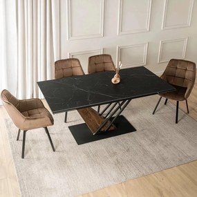 Fekete Márvány/Dió Színű Bővíthető Étkezőasztal. REX 2 180-240 cm Belföldi Raktárról