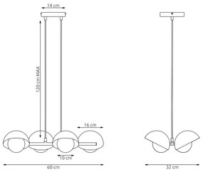 Kábelen függő csillár BOOM 4xG9/8W/230V fekete