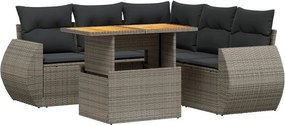vidaXL 6 részes szürke polyrattan kerti ülőgarnitúra párnákkal