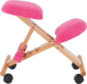 Ergonomikus térdelőszék, rózsaszín/bükkfa, GROCO