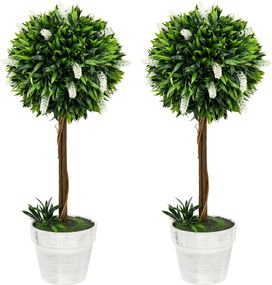 HOMCOM 2 darabos Mesterséges Levendula 60 cm, Mesterséges növények cserépben, művirág, mint az igazi, modern díszítéshez nappaliba, hálószobába, irodá