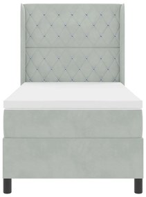 Boxspring Ágy Mattal és LED Fénnyel Szürke 90x190 cm Bársony
