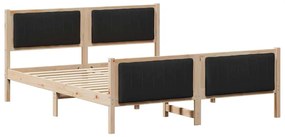 Ágykeret fejtámlával Barna és fekete 150 x 200 cm Tömör fenyőfa